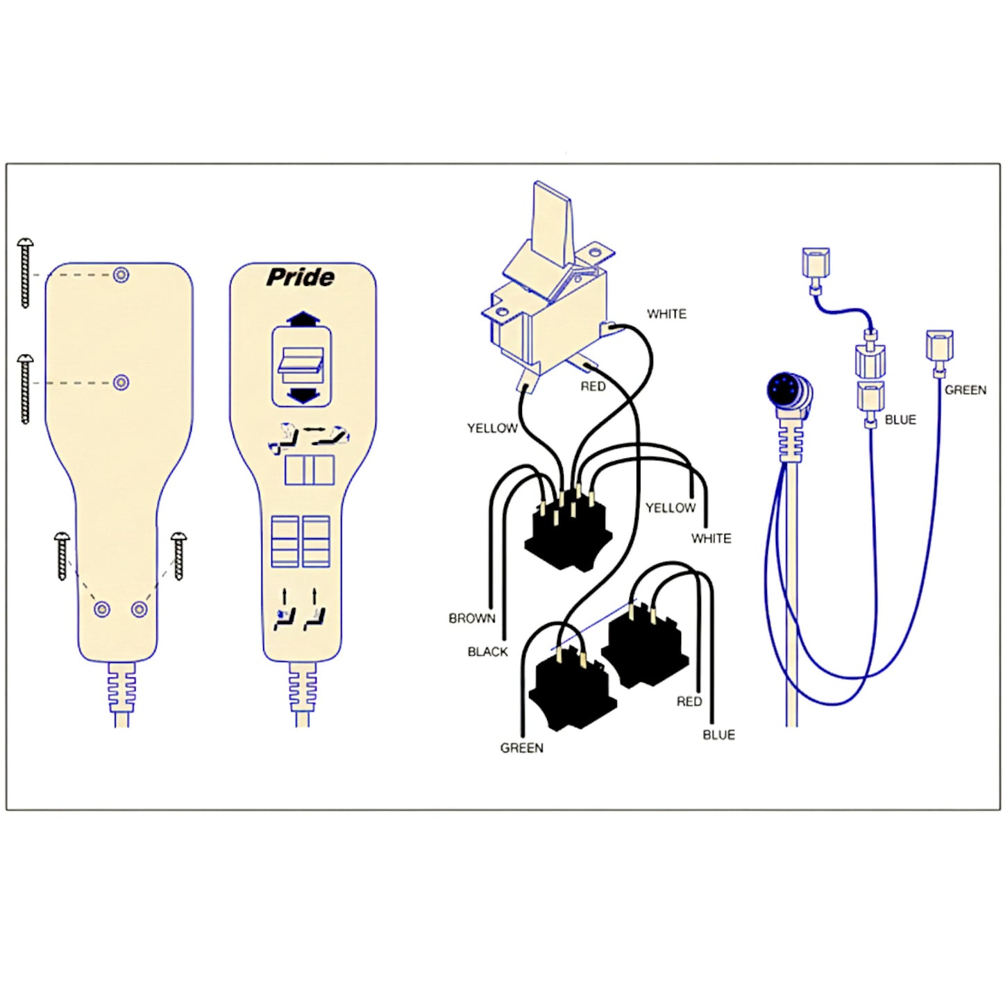 Pride Mobility Hand Control - ELEASMB1054 - (LL/LC660)(LL/LC670) Heat & Massage Remote