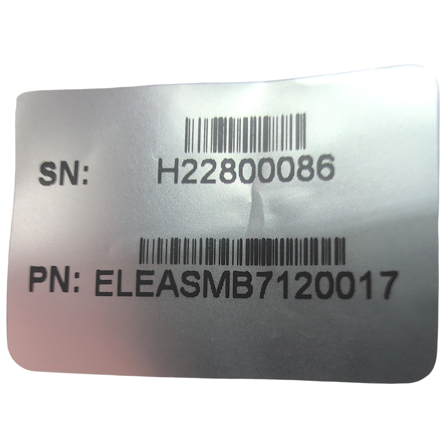 label from packaging. Sows part number eleasmb7120017