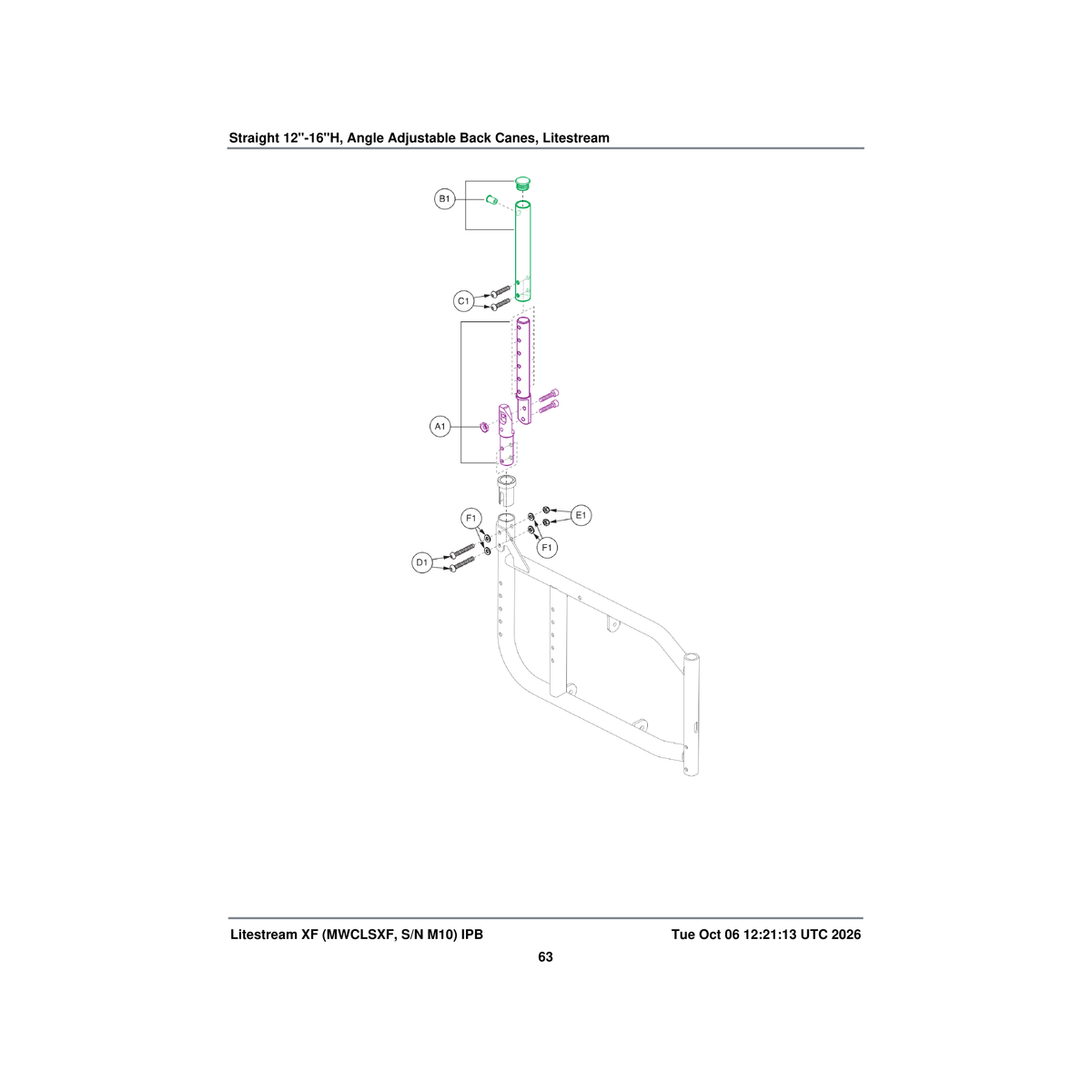 Pride Mobility SCRASBH1065 screw button head .250-20 x 1.75 astm f835 parts diagram