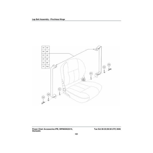 Pride Mobility SCRHHCS1188 screw hex head .250-20 x 1.25 sae j429 gr 5 parts diagram