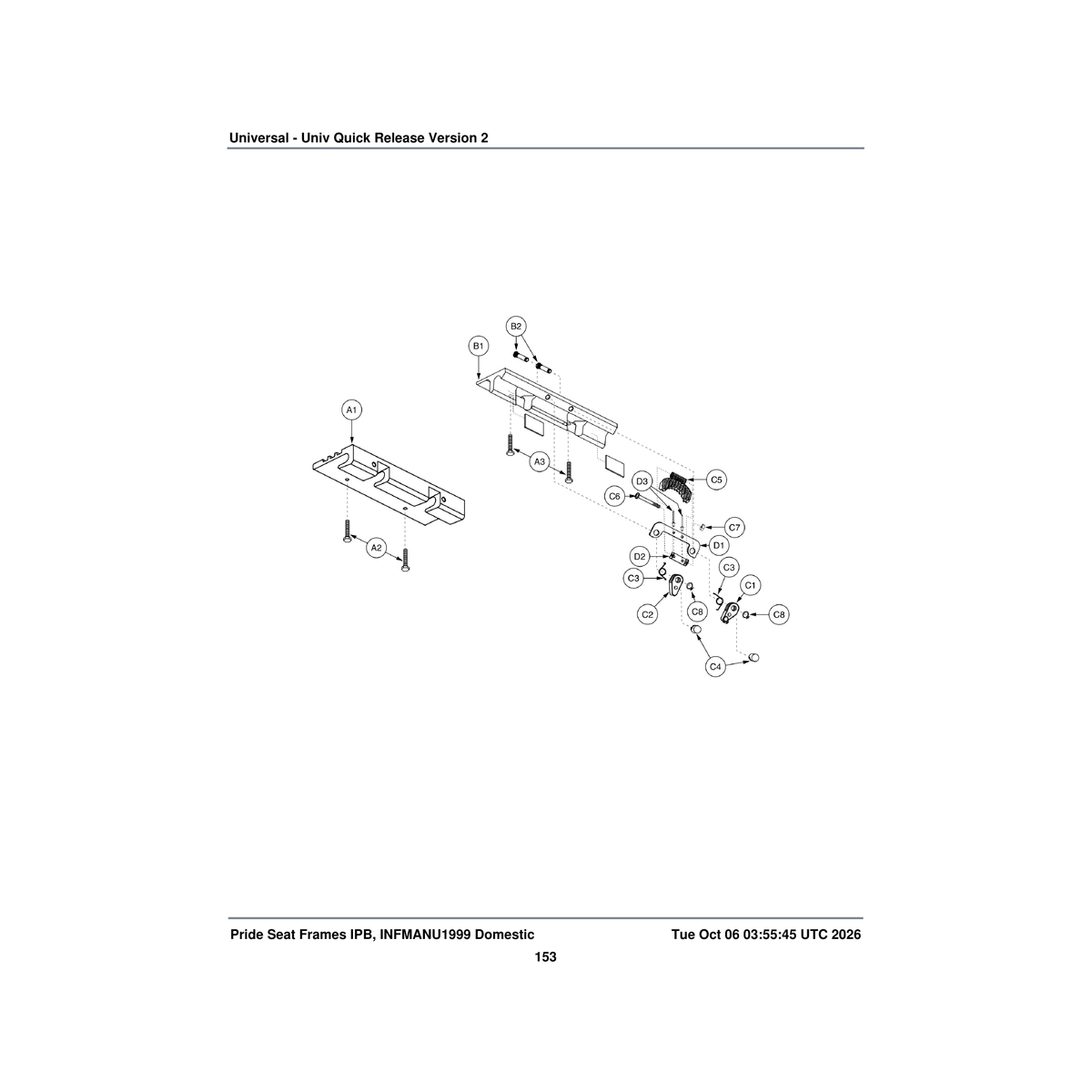 Pride Mobility SCRHHCS1405 screw hex head .250-20 x 1.25 sae j429 gr 5 zn parts diagram