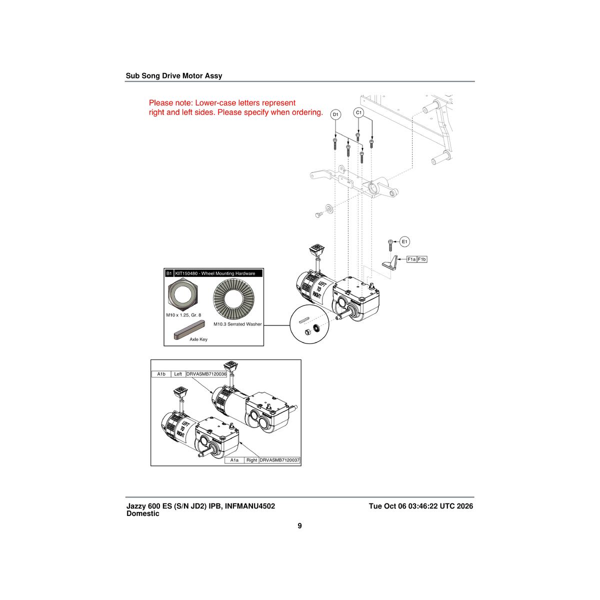Pride Mobility SCRSHCS1015 screw socket head m6x1.0 x 30 parts diagram