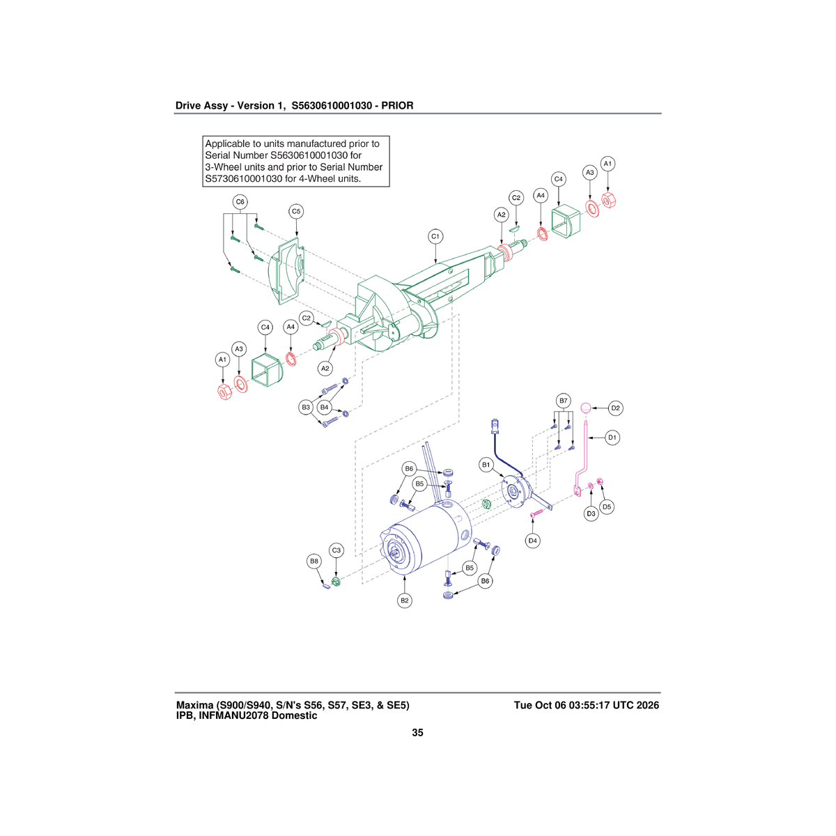 Pride Mobility SCRSHCS1048 screw socket head m6x1.0 x 20 parts diagram