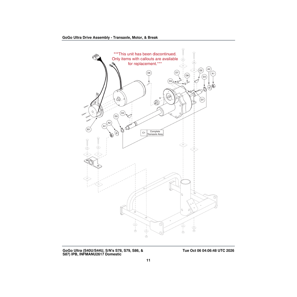 Pride Mobility SCRSHCS1106 screw socket head m5x0.8 x 15 parts diagram