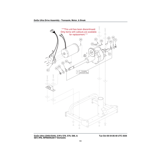 Pride Mobility SCRSHCS1106 screw socket head m5x0.8 x 15 parts diagram