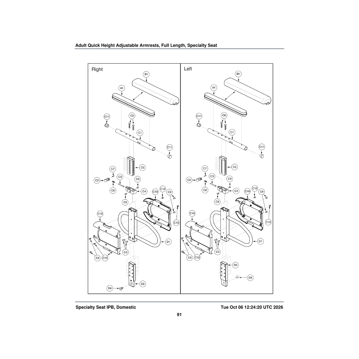Pride Mobility SCRSHFH1030 screw shfh black zinc 8-32 x 0.3125 inch parts diagram