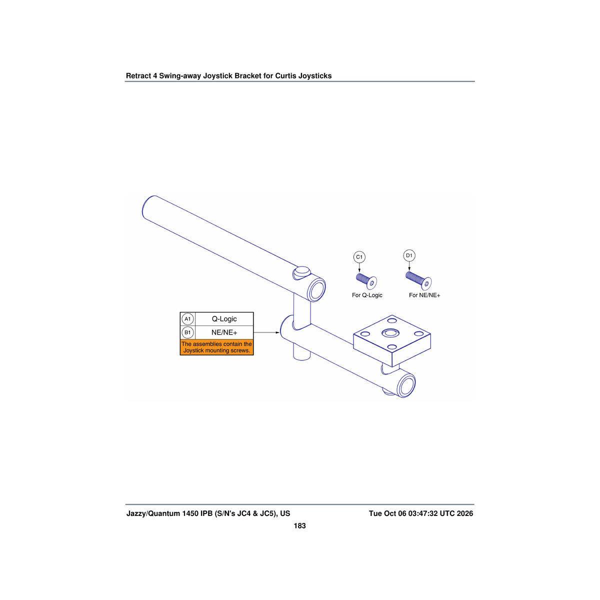 Pride Mobility SCRSHFH1053 screw flat head m5x0.8 x 20 parts diagram