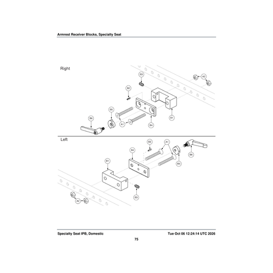 Pride Mobility SCRSHFH1070 screw flat head .3125-18 x 2.75 astm f835 parts diagram
