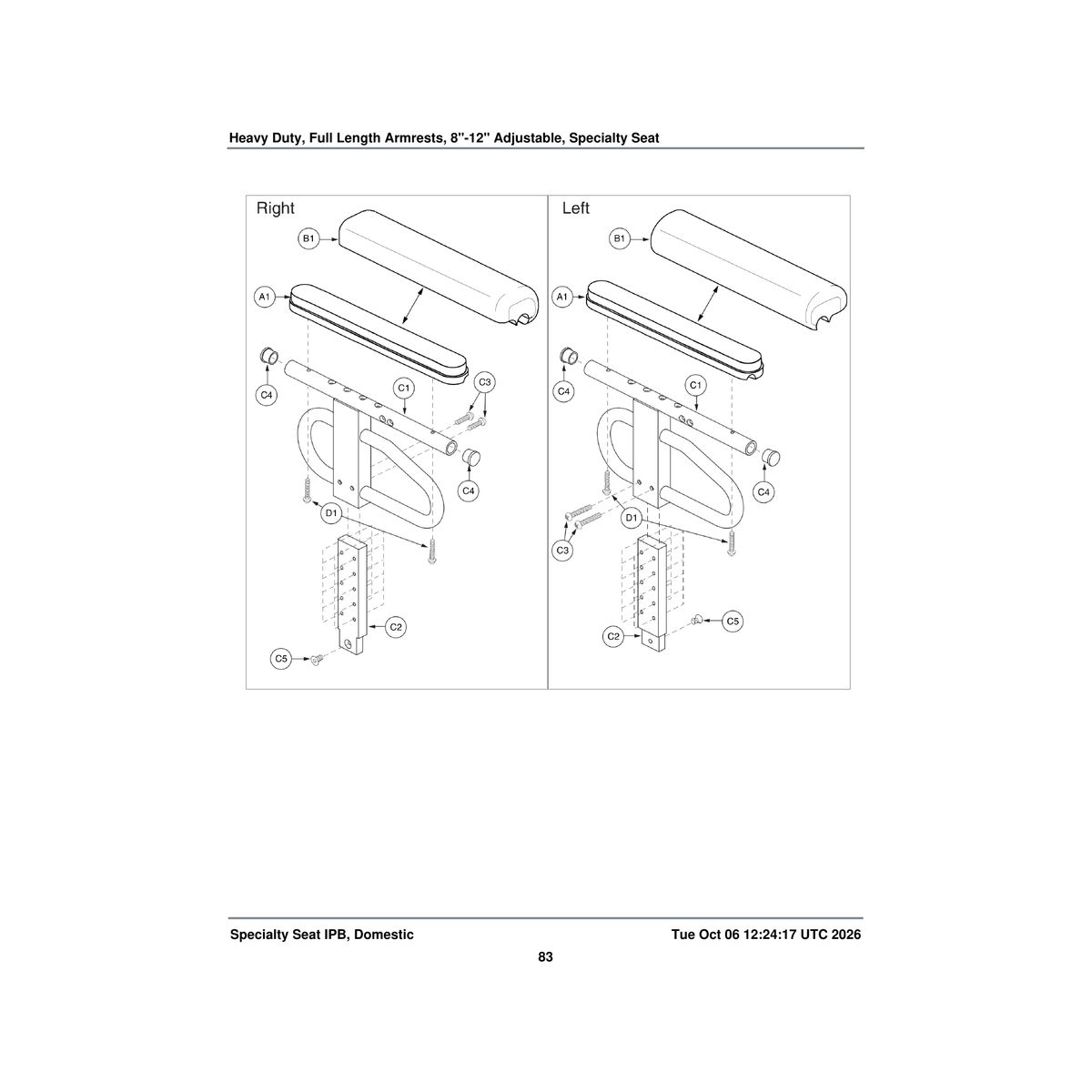 Pride Mobility SCRSHFH1074 screw sfhcs .250-20 x .375 astm f835 black zinc parts diagram