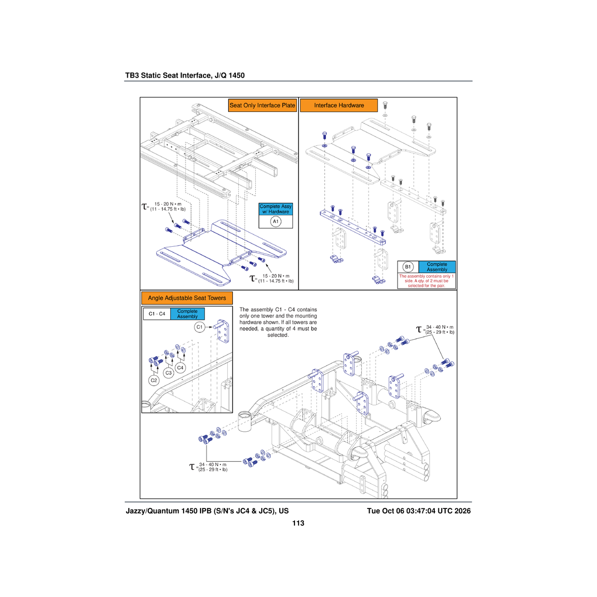 Pride Mobility SET130989 seat only seat plate assembly tru-balance 3 parts diagram