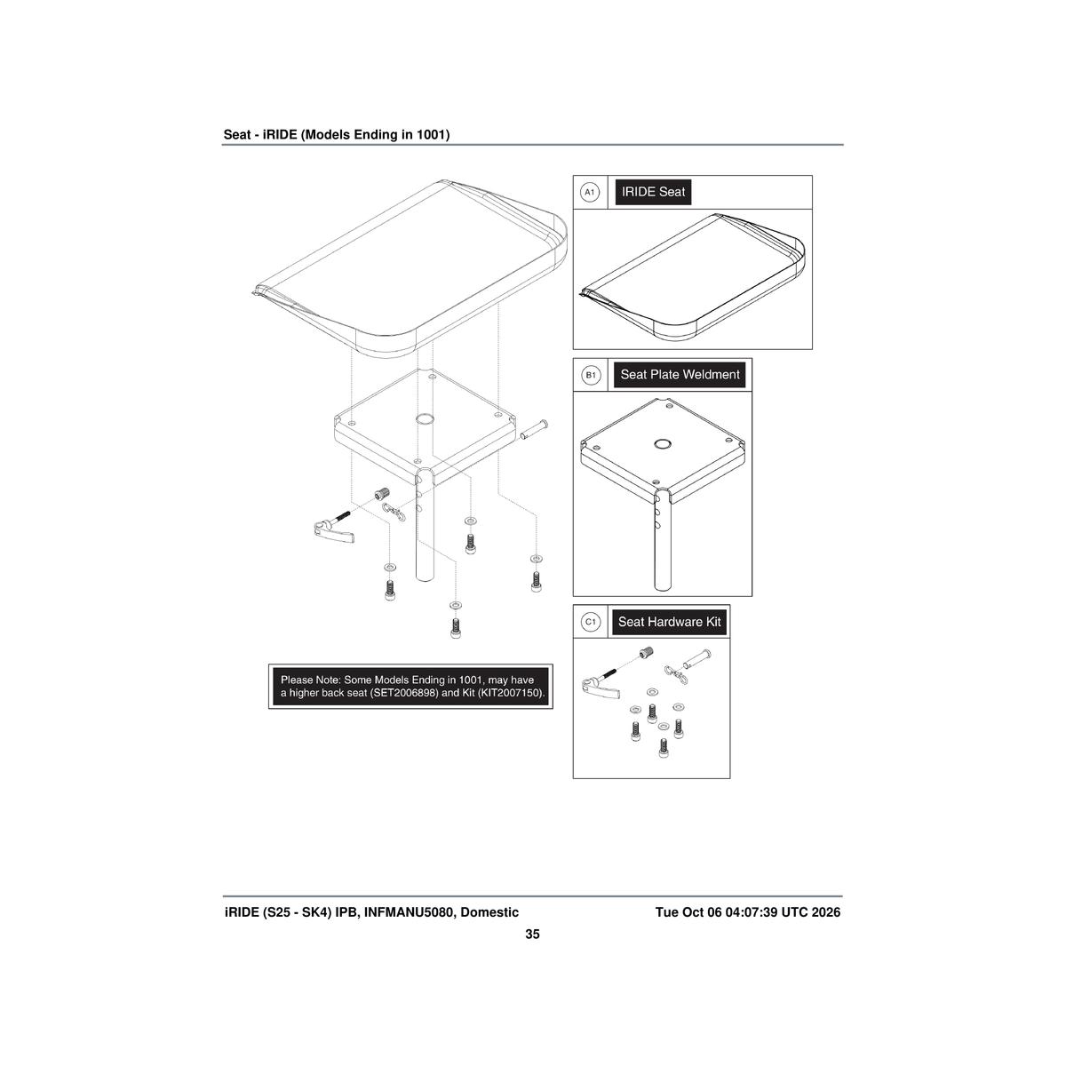 Pride Mobility SET1902026 seat parts diagram