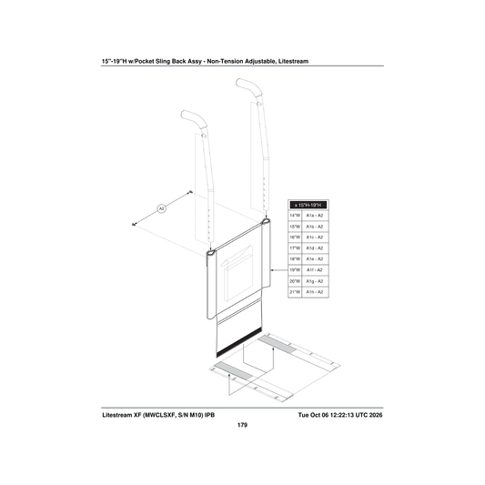 Pride Mobility SETASMB5788 sling seat back assembly 20 inch w 15 inch h-19 inch h parts diagram
