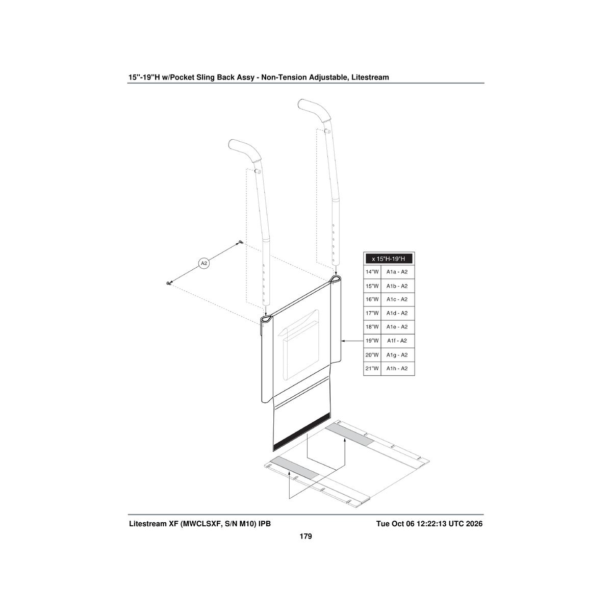 Pride Mobility SETASMB5790 sling seat back assembly 21 inch w 15 inch h-19 inch h parts diagram