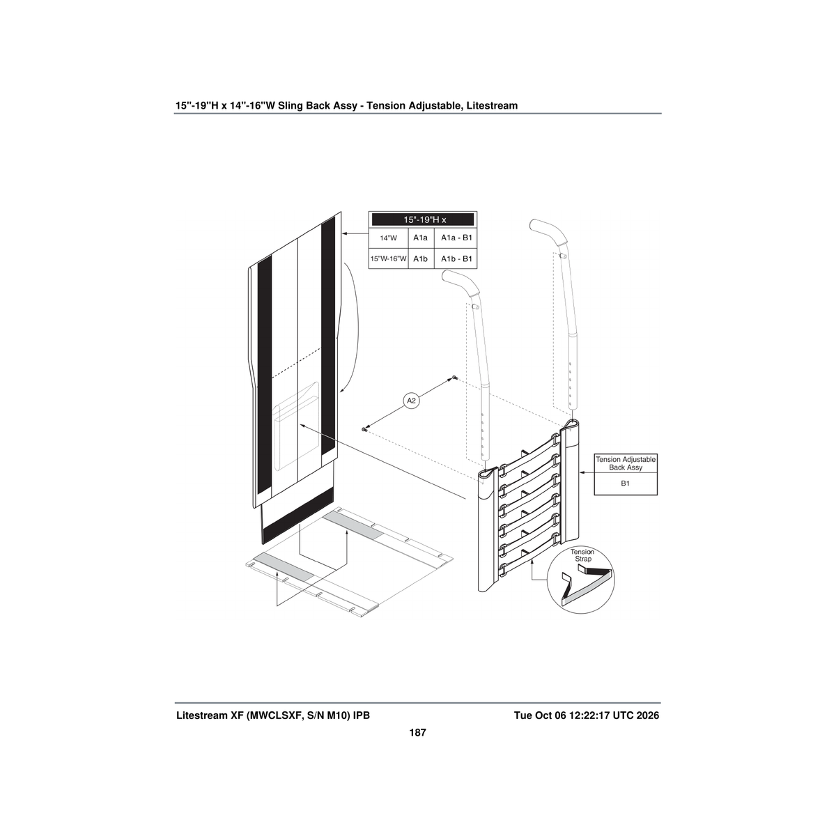 Pride Mobility SETASMB5791 tension adjustable seat back assembly 14 inch w-18 inch w 15 parts diagram