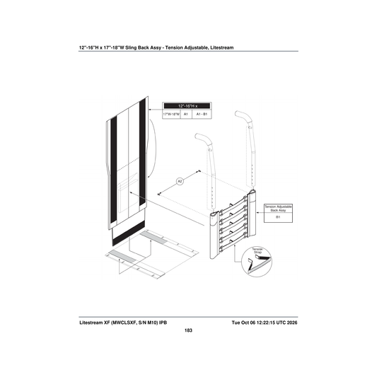 Pride Mobility SETASMB5800 tension adjustable seat back assembly 17 inch w-18 inch w 12 parts diagram