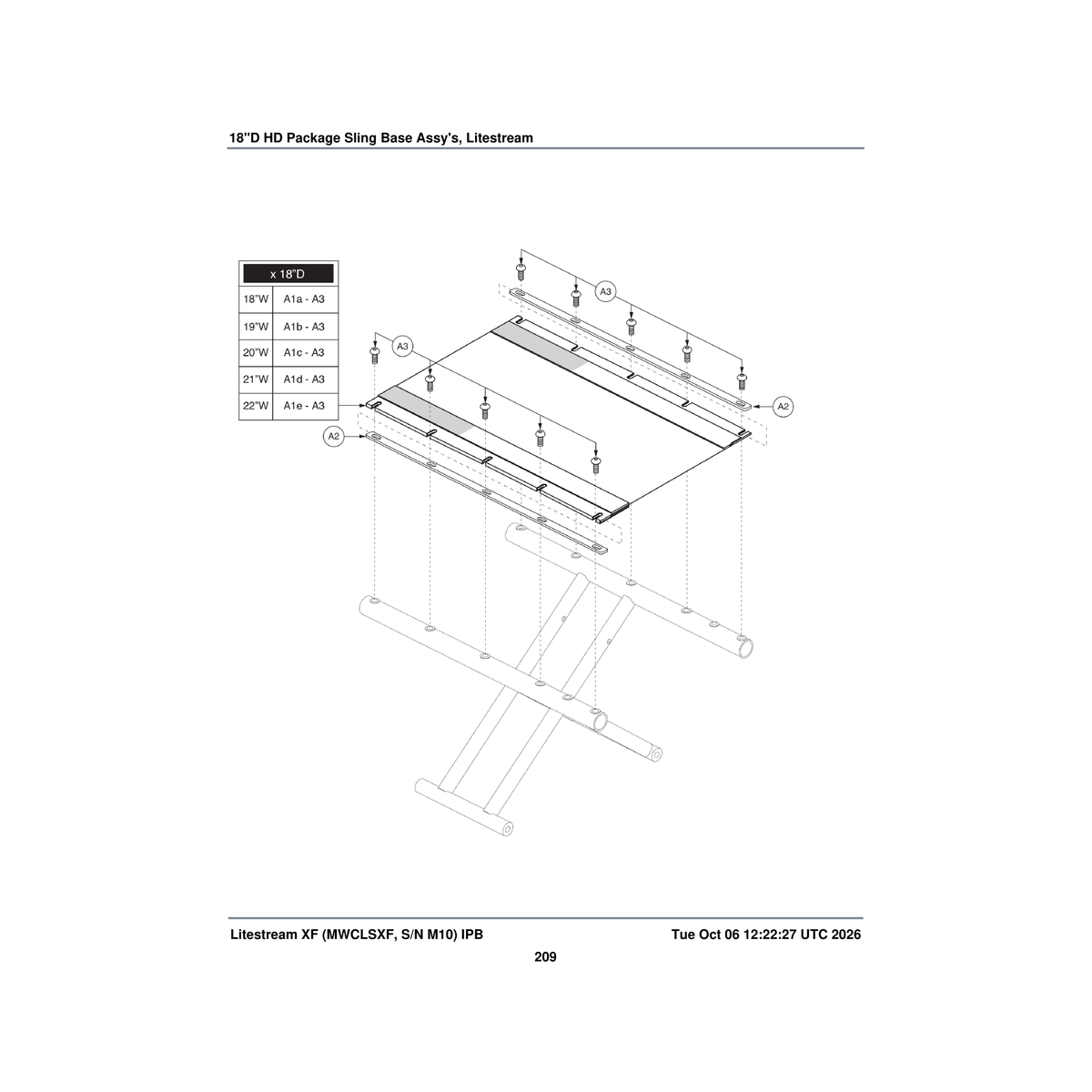 Pride Mobility SETASMB6220 sling seat base assembly 22 inch w 18 inch d tension parts diagram