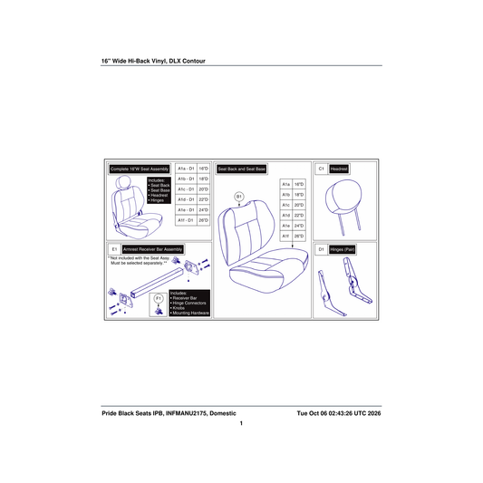 Pride Mobility SETHEAD1027 headrest black vinyl dxcont parts diagram