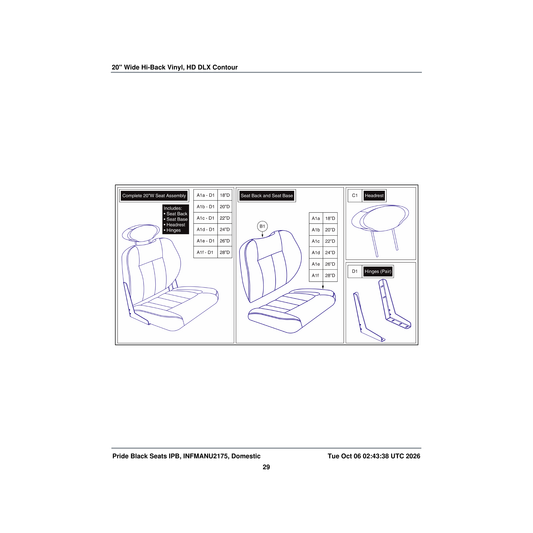 Pride Mobility SETHEAD1047 headrest hd black vinyl dlx contour parts diagram