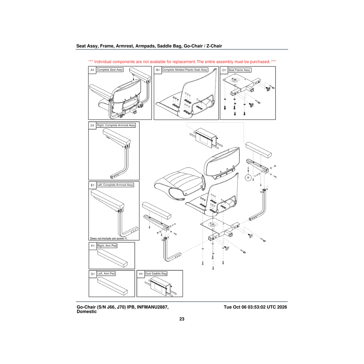 Pride Mobility SETLRAM1112 cushion arm black vinyl long parts diagram
