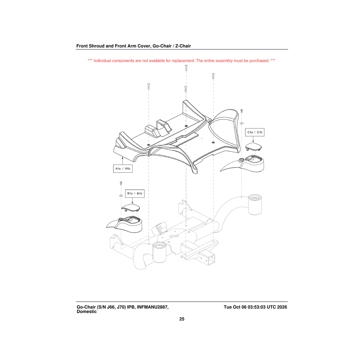 Pride Mobility SHDASMB4432 blue shroud assembly front go chair parts diagram
