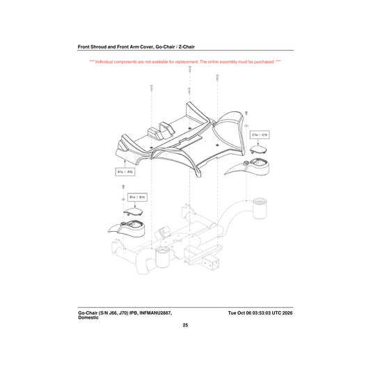 Pride Mobility SHDASMB4432 blue shroud assembly front go chair parts diagram
