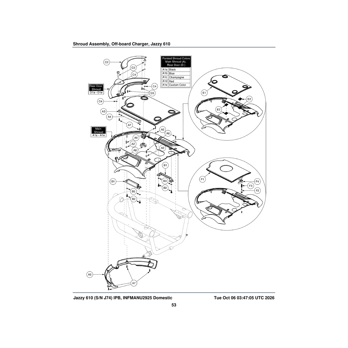 Pride Mobility SHDASMB4632 back in black shroud assembly quantum610/j6 parts diagram