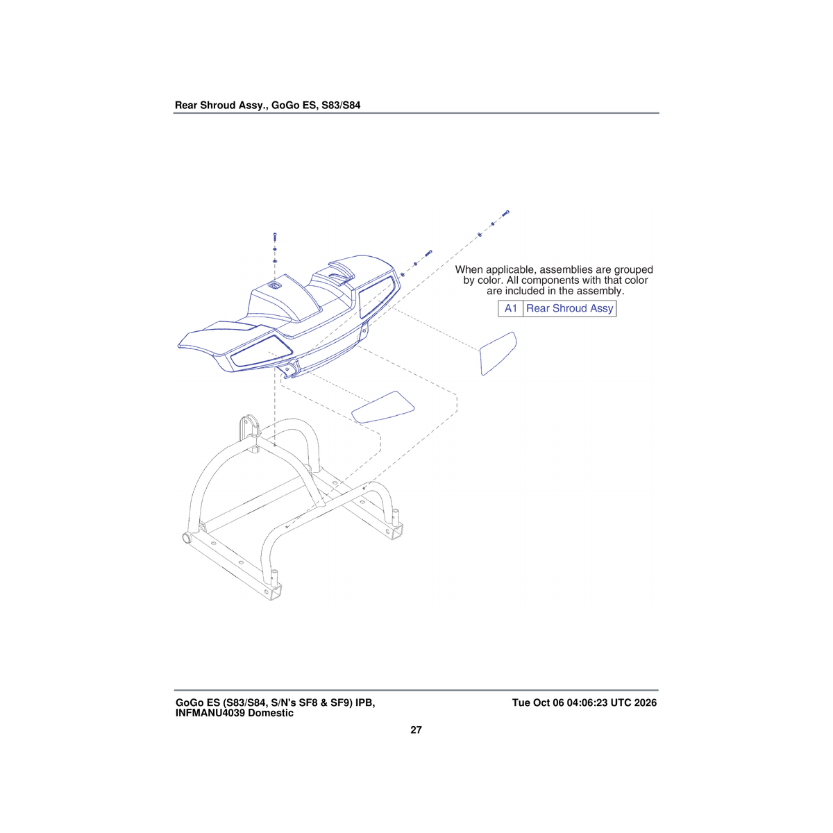 Pride Mobility SHDASMB6189 rear body shroud assembly parts diagram