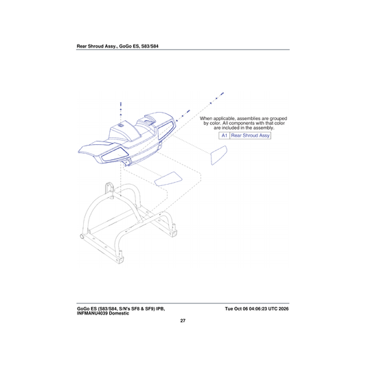 Pride Mobility SHDASMB6189 rear body shroud assembly parts diagram