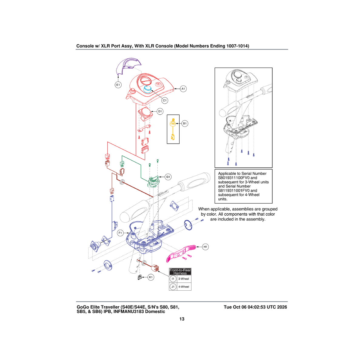 Pride Mobility SHDASMB6244 red tiller shield shroud assembly parts diagram