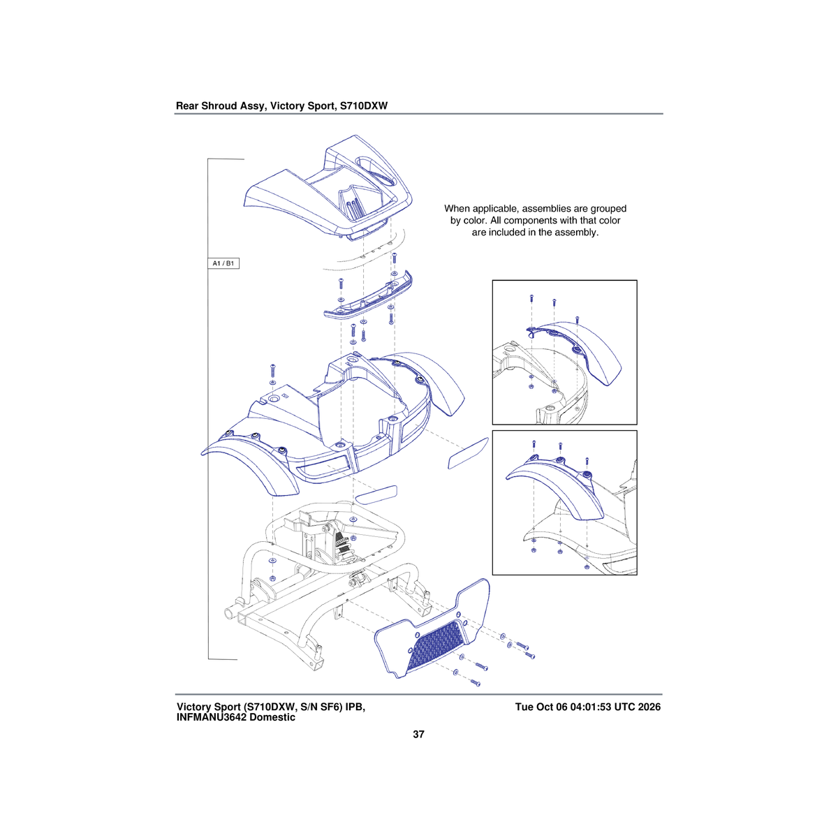 Pride Mobility SHDASMB6401 rear body shroud assembly candy apple red parts diagram