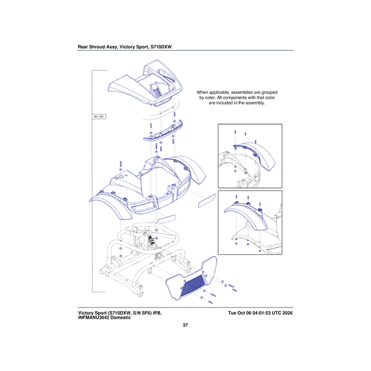 Pride Mobility SHDASMB6401 rear body shroud assembly candy apple red parts diagram