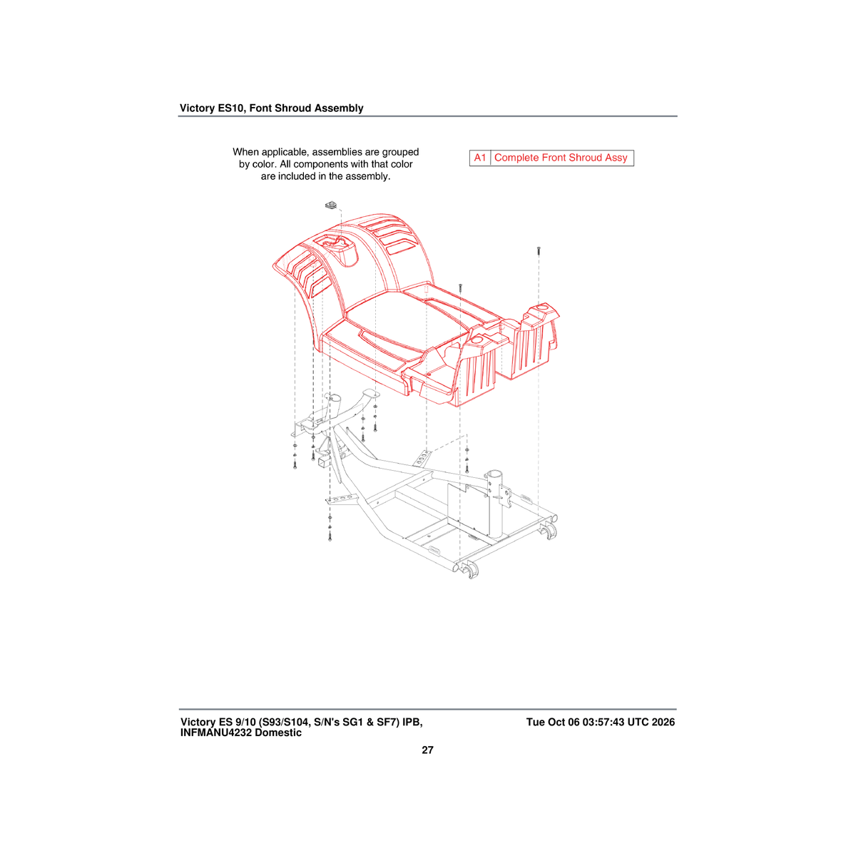 Pride Mobility SHDASMB6432 front body shroud assembly es-10 parts diagram