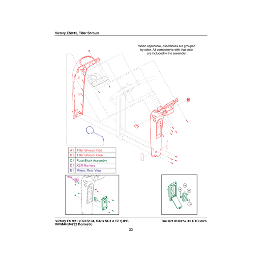 Pride Mobility SHDASMB6436 tiller shroud assembly blue es-10 parts diagram