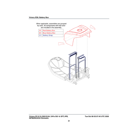 Pride Mobility SHDASMB6507 battery box shroud assembly red es-9 parts diagram