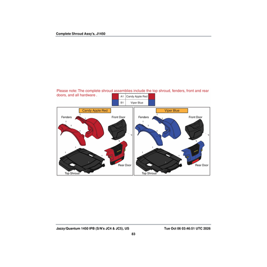 Pride Mobility SHDASMB6703 candy apple red shroud assembly jazzy1450 parts diagram