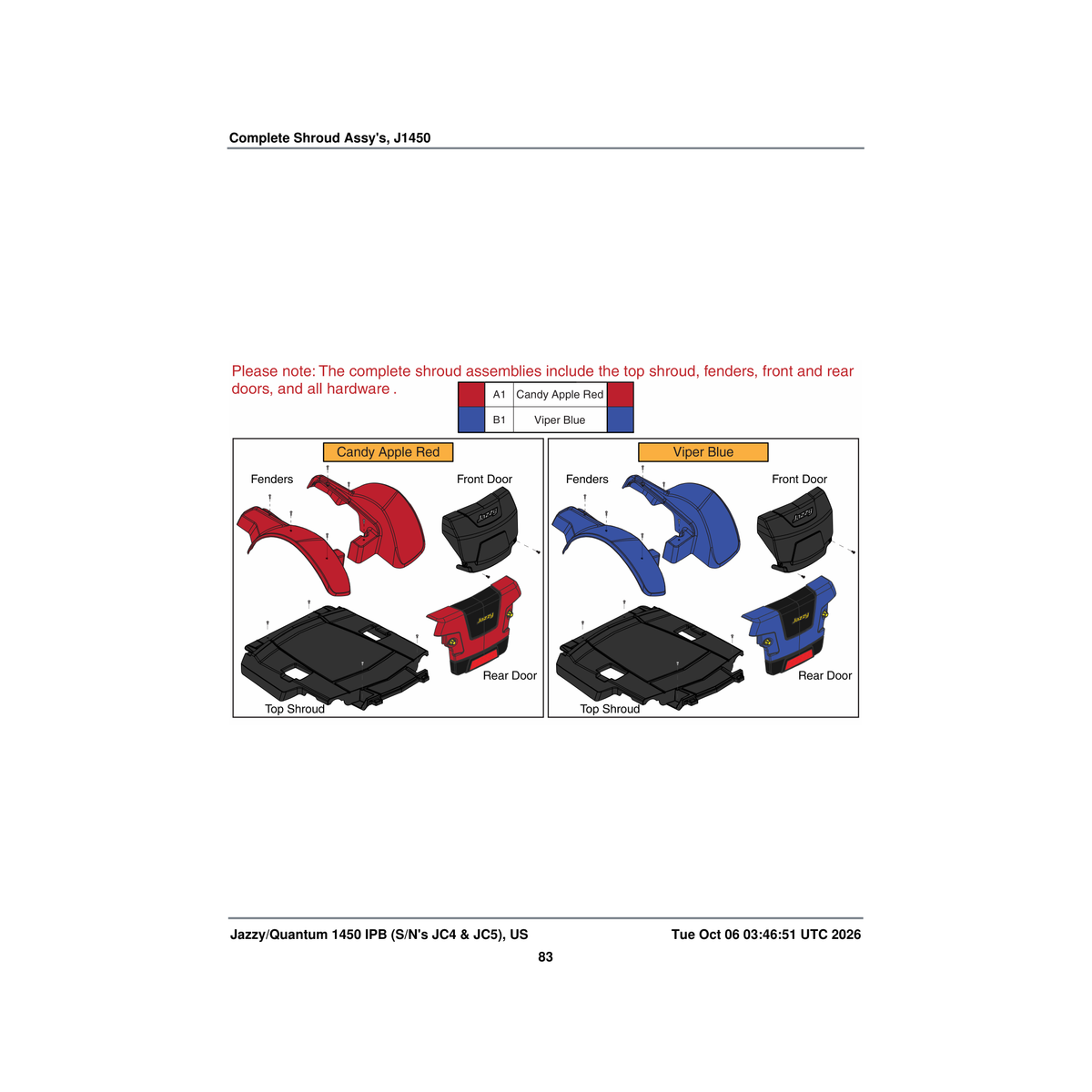 Pride Mobility SHDASMB6704 viper blue shroud assembly jazzy1450 parts diagram