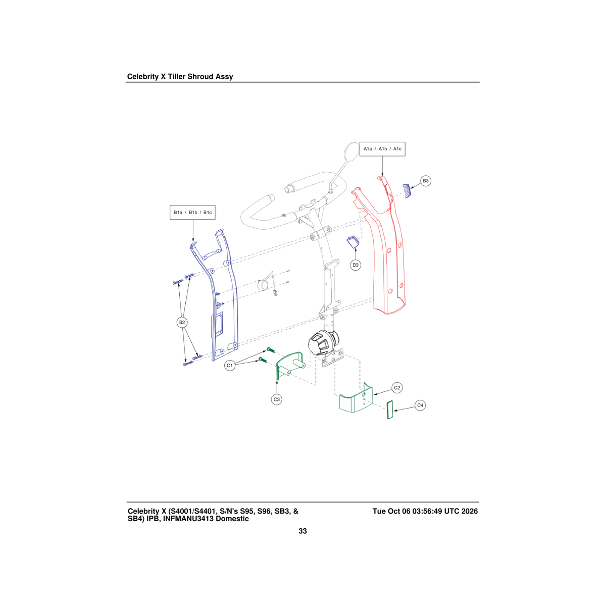 Pride Mobility SHDPNTD3176 shroud front tiller painted champagne parts diagram