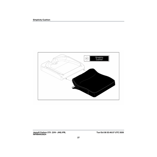 Pride Mobility SIM-NNT1818 stealth cushion assembly simplicity general use 18 inch w 18 inch d no top foam no liner s parts d