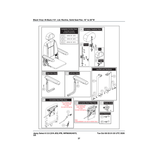 Pride Mobility SPGRAW1039 spring raw seat handle jet1 b-1051-026 parts diagram