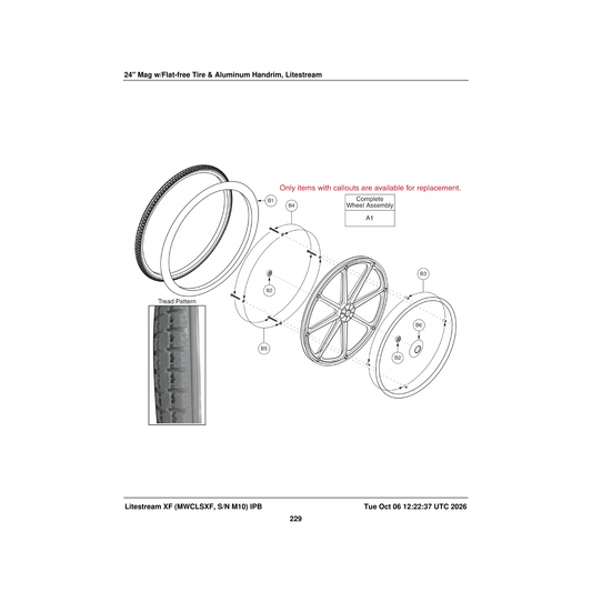 Pride Mobility TIRPNEU1048 tire flat free insert 24 inch x 1.375 inch parts diagram