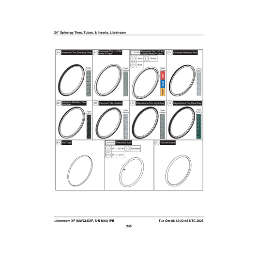 Pride Mobility TIRSOLI1089 tire polyurethane dark charcoal gray 24 inch x 1.375 inch parts diagram