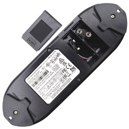 bottom of power supply with battery door removed showing compartment for (2) 9 Volt Batteries