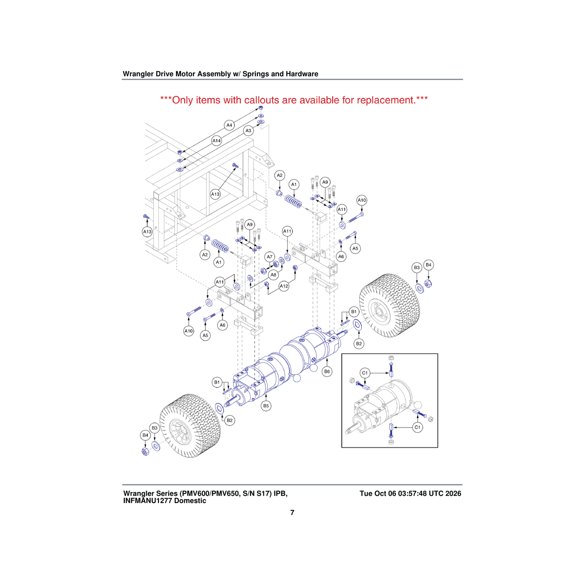 Pride Mobility WASDAMP1000 washer damper polyurethane 0.330 inch id x 0.90 inch od x parts diagram