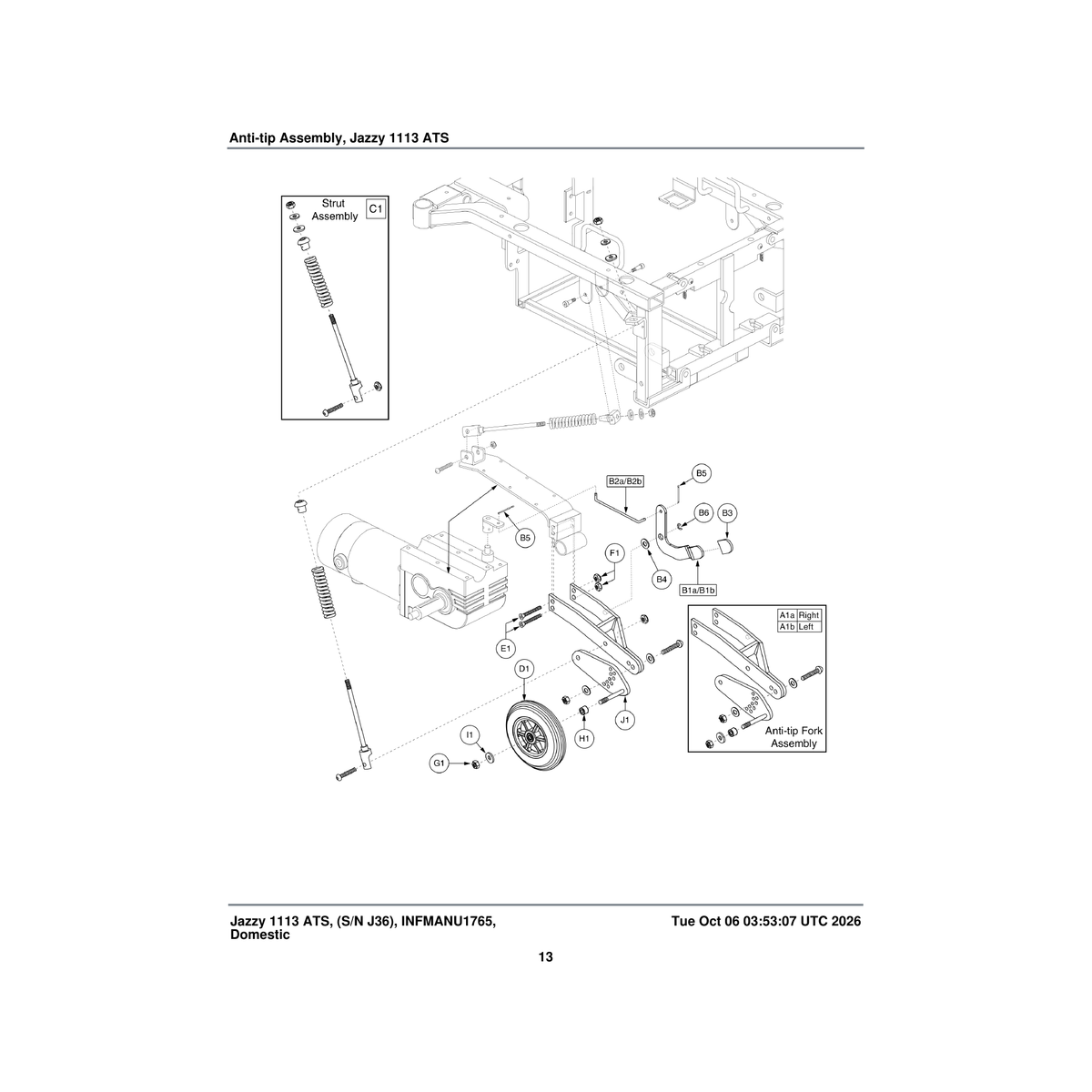 Pride Mobility WASNYLN1017 washer flat 0.313 id x 1.00 od x 0.188 thk nylon parts diagram