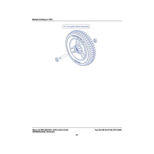 Pride Mobility WHL1612134 wheel assembly 8-inch front 3-wheel parts diagram