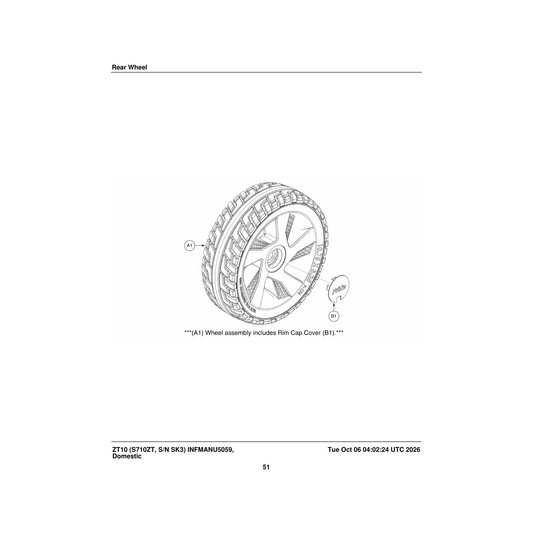 Pride Mobility WHL1800955 wheel assembly 10.75-inch rear parts diagram