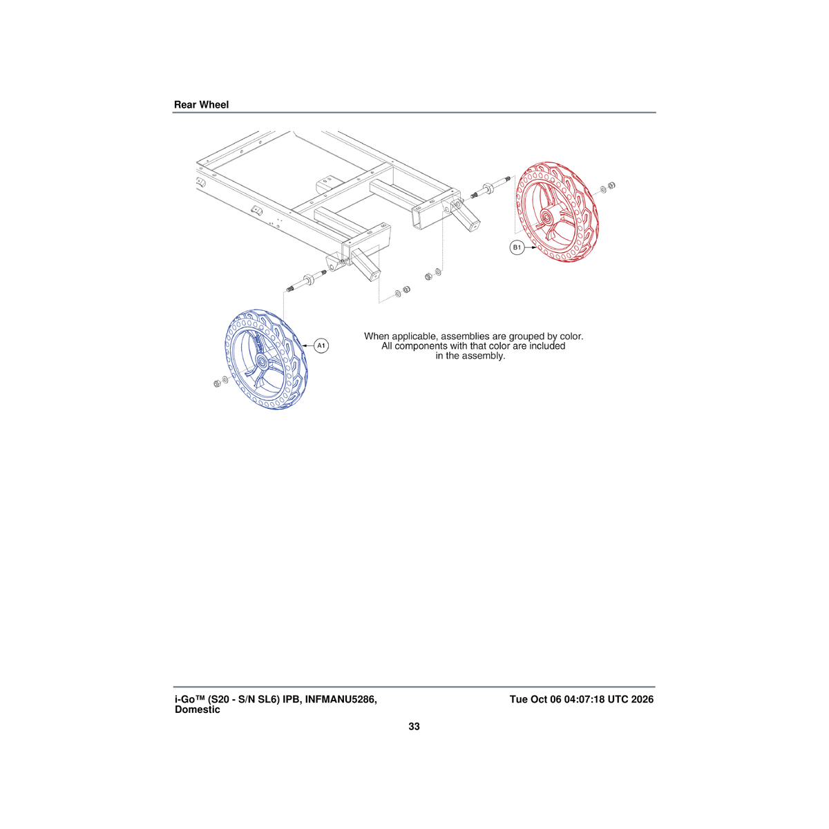 Pride Mobility WHL2004288 magnesium wheel with bearings right parts diagram