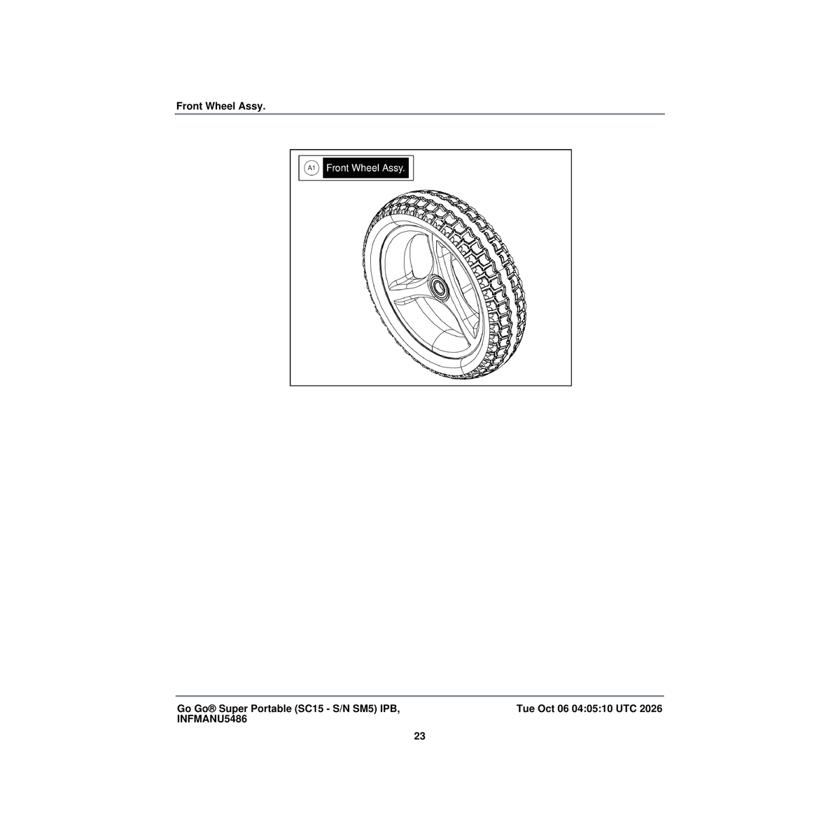 Pride Mobility WHL2302611 front wheel assembly 7 in x 1.75 in parts diagram