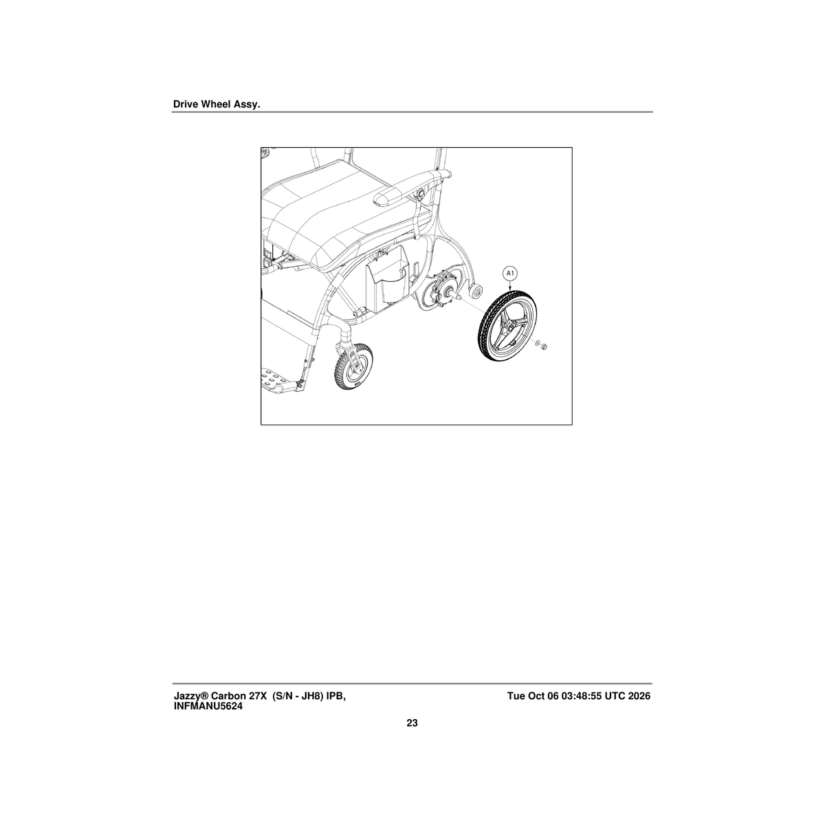 Pride Mobility WHL2504256 drive wheel assembly (hp202-zp19) parts diagram