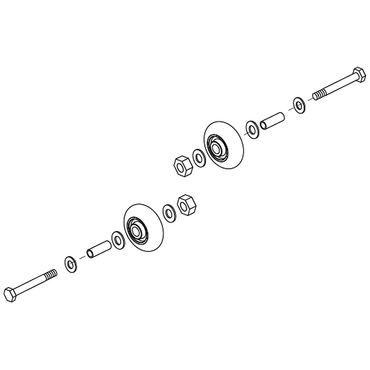 Pride Mobility (WHLASMB1547), 2 inch rollerblade style anti-tip wheel assembly, version 2.